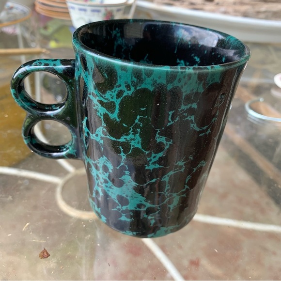 Bennington Potters Vermont 1340 Trigger Handle Mug Green Agate Vintage Retired - Picture 7 of 9